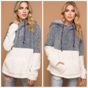 Navy soft fuzzy hoodie sweaters